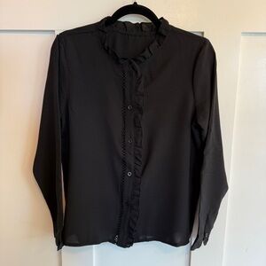 NWOT Elegant Black Ruffled Women's Top